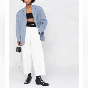 Alexander Wang logo-waistband wide-leg trousers